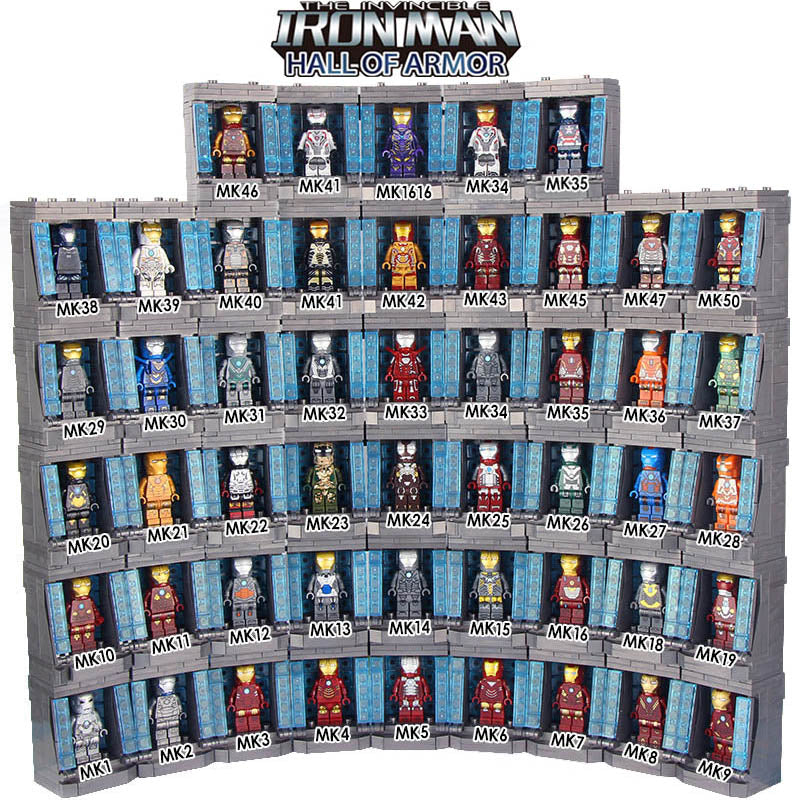 The Invincible Iron Man Hall of Armor - Mark Series Armor Suits LEGO-Compatible Minifigure Toy Gift
